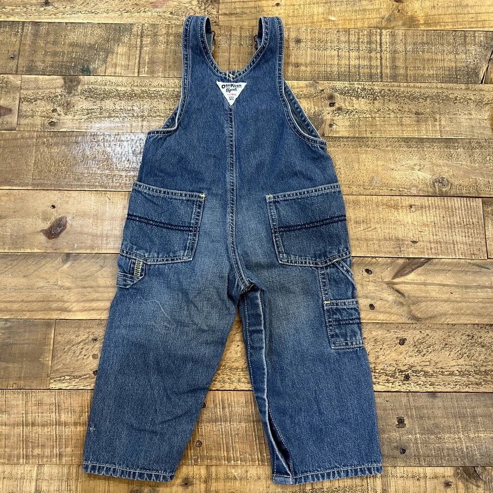 Vintage OshKosh Bgosh Kids Baby Denim Carpenter Vestbak Overalls Size 18M